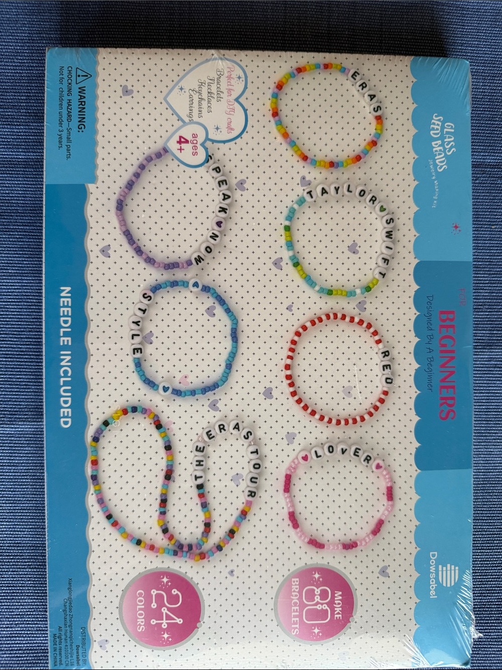 Beginners Kids Beaded Bracelet Kit - Multicolor & Pink Accent